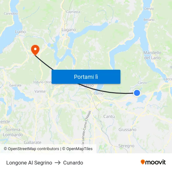 Longone Al Segrino to Cunardo map