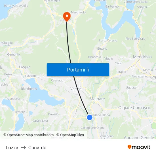 Lozza to Cunardo map