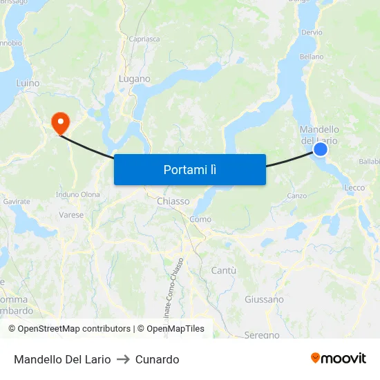 Mandello Del Lario to Cunardo map
