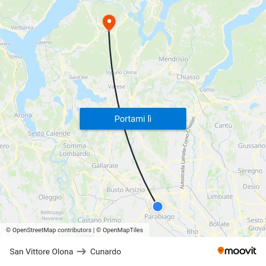 San Vittore Olona to Cunardo map