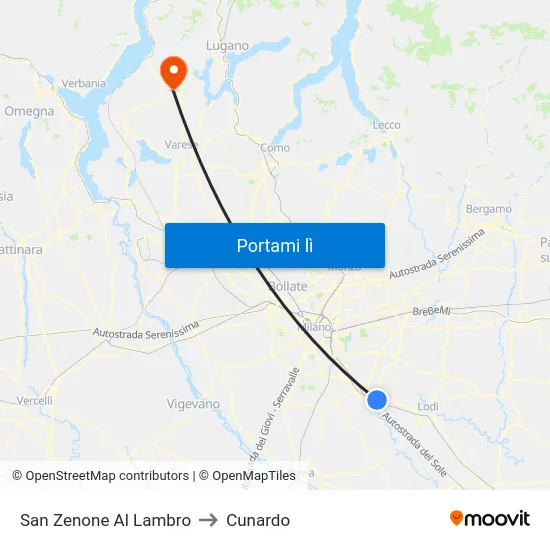 San Zenone Al Lambro to Cunardo map