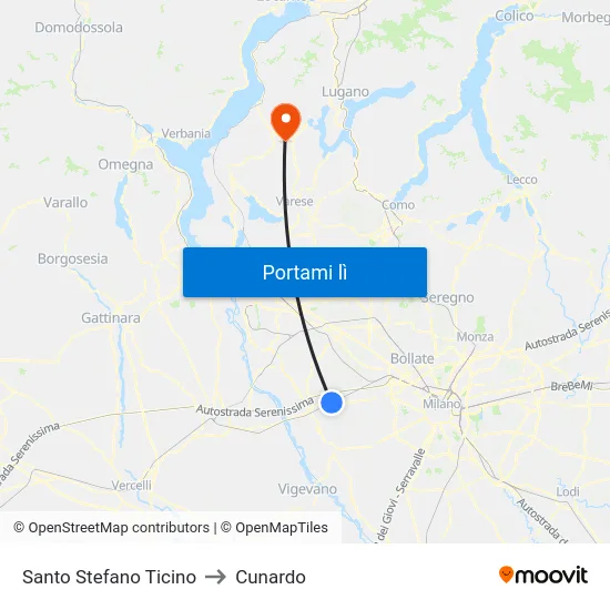 Santo Stefano Ticino to Cunardo map