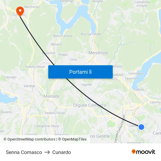 Senna Comasco to Cunardo map