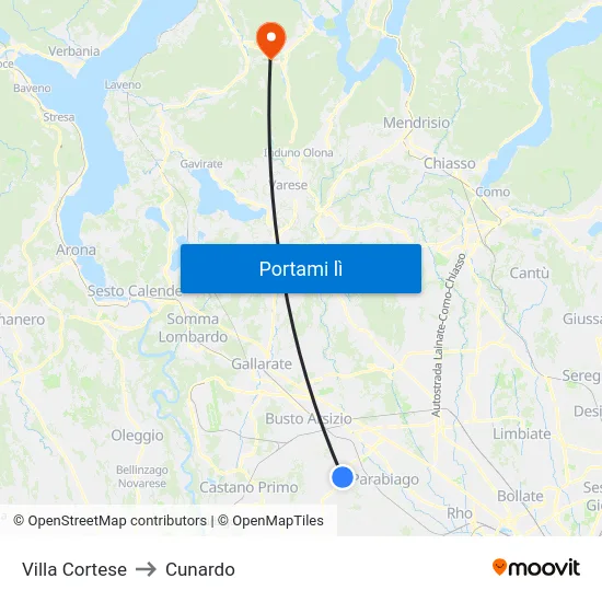 Villa Cortese to Cunardo map