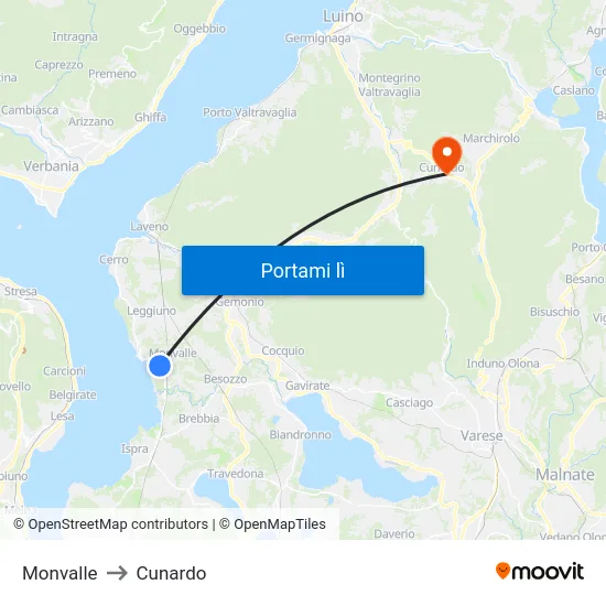 Monvalle to Cunardo map