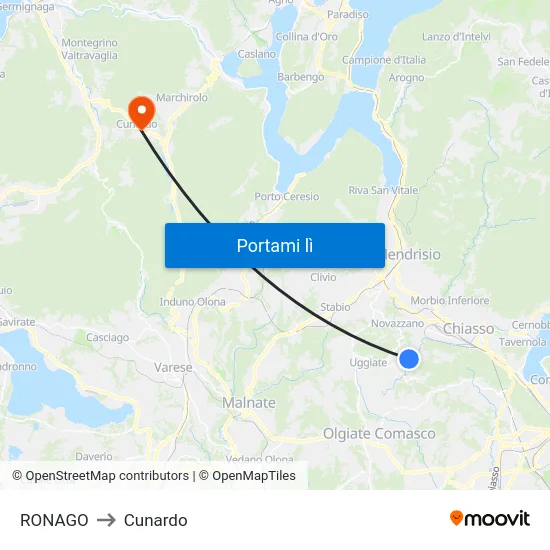 RONAGO to Cunardo map