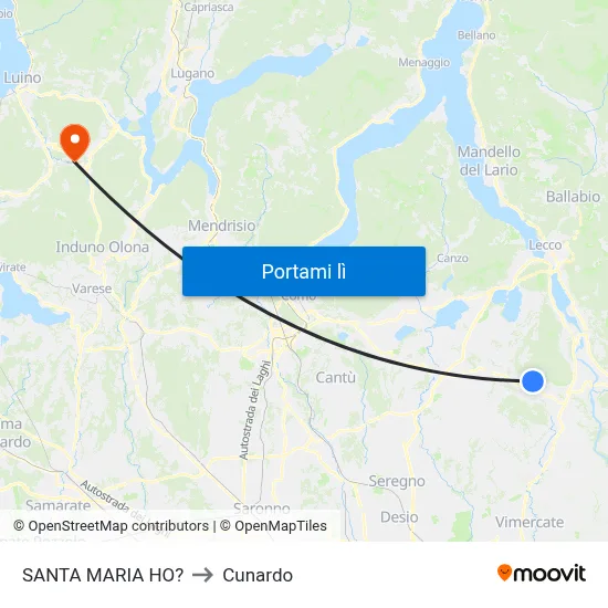 SANTA MARIA HO? to Cunardo map