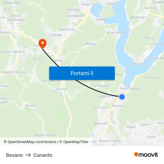 Besano to Cunardo map