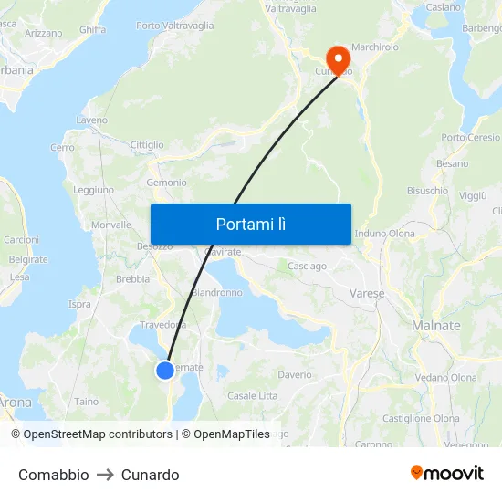 Comabbio to Cunardo map