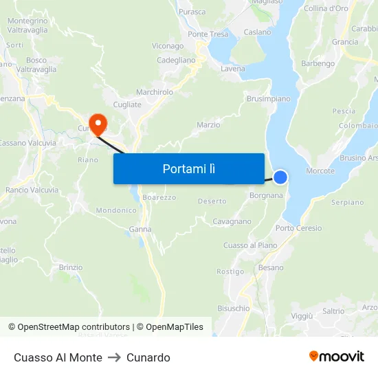 Cuasso Al Monte to Cunardo map