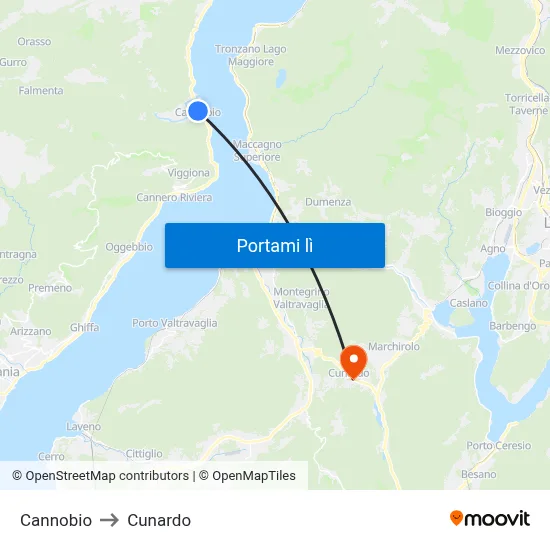 Cannobio to Cunardo map