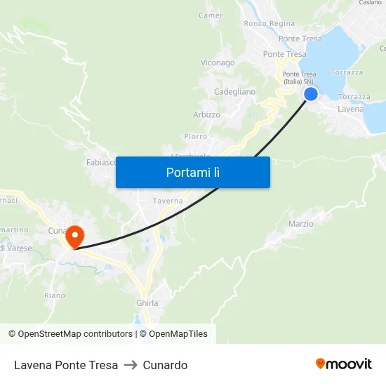 Lavena Ponte Tresa to Cunardo map