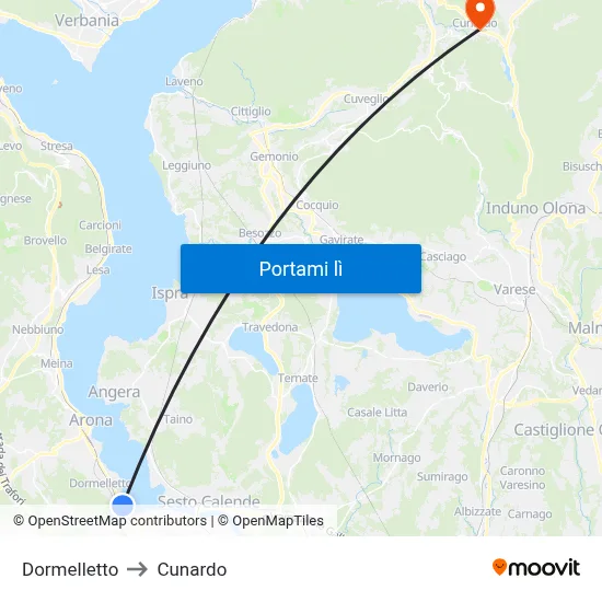 Dormelletto to Cunardo map
