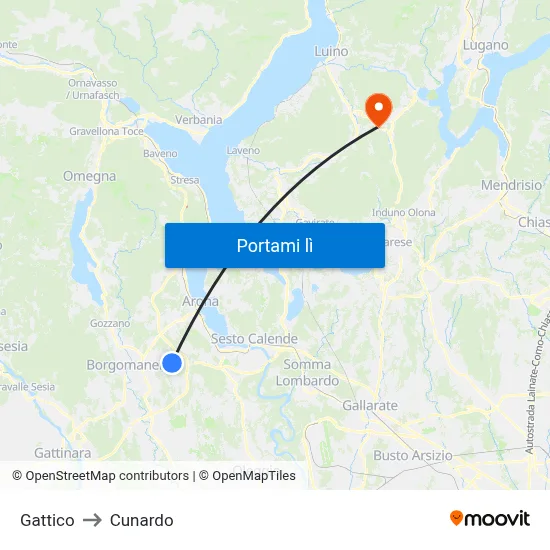 Gattico to Cunardo map