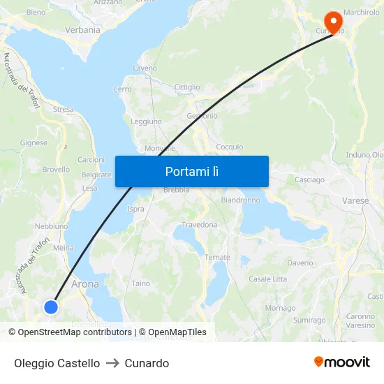 Oleggio Castello to Cunardo map