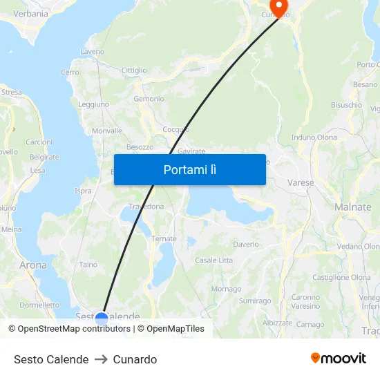 Sesto Calende to Cunardo map