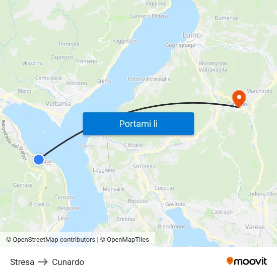 Stresa to Cunardo map