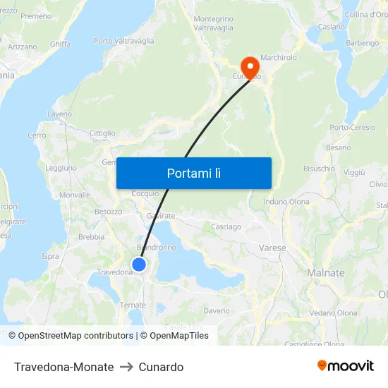 Travedona-Monate to Cunardo map
