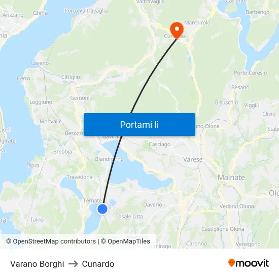 Varano Borghi to Cunardo map