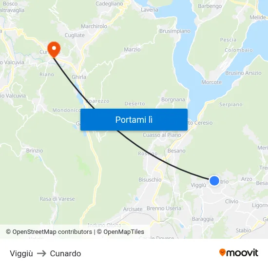Viggiù to Cunardo map