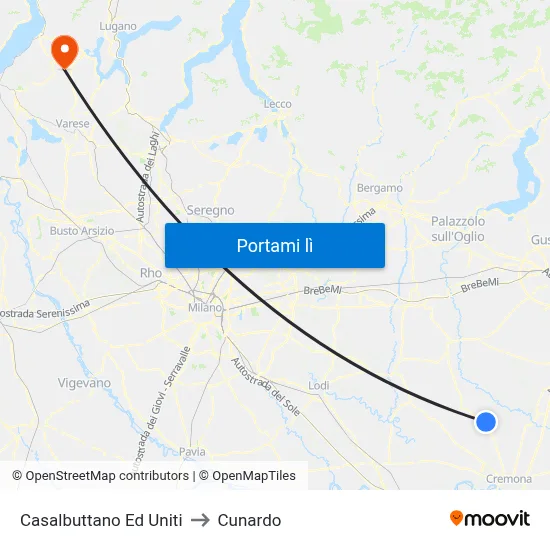 Casalbuttano Ed Uniti to Cunardo map