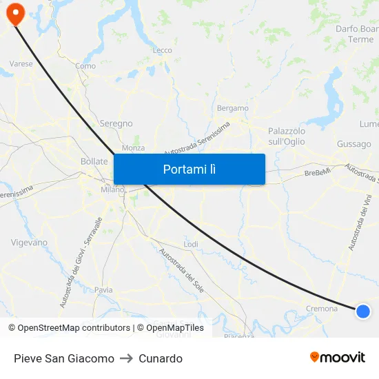 Pieve San Giacomo to Cunardo map