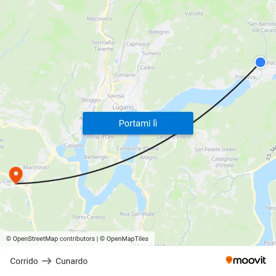 Corrido to Cunardo map