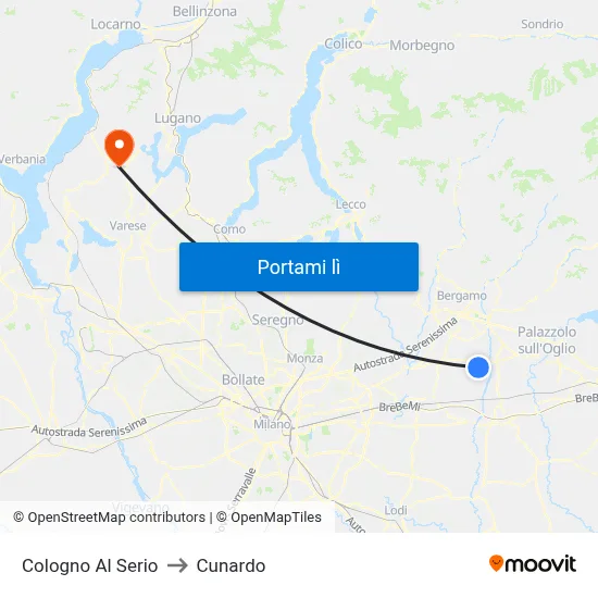 Cologno Al Serio to Cunardo map
