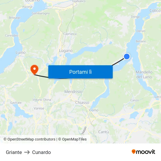 Griante to Cunardo map