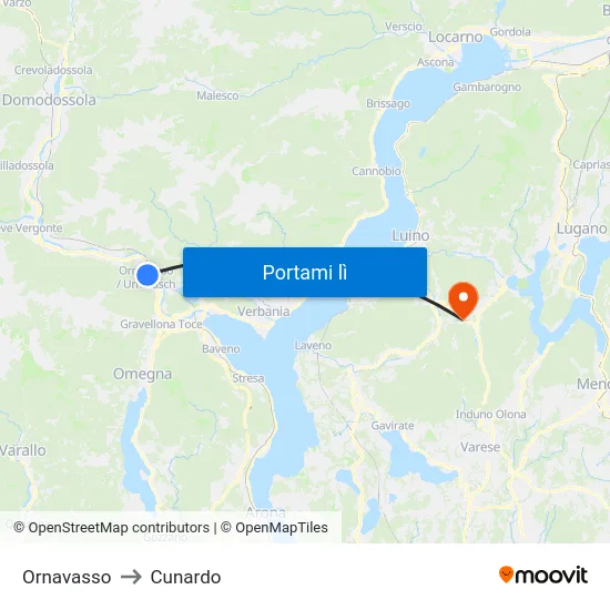 Ornavasso to Cunardo map