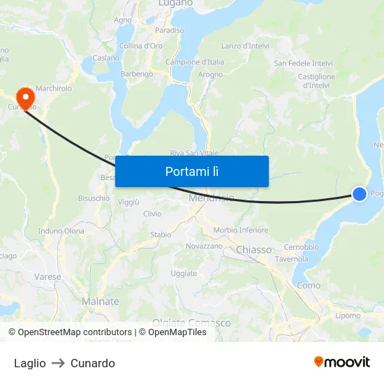 Laglio to Cunardo map