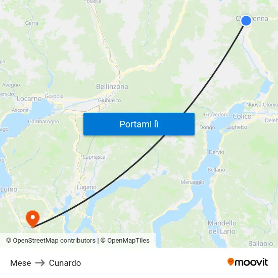 Mese to Cunardo map