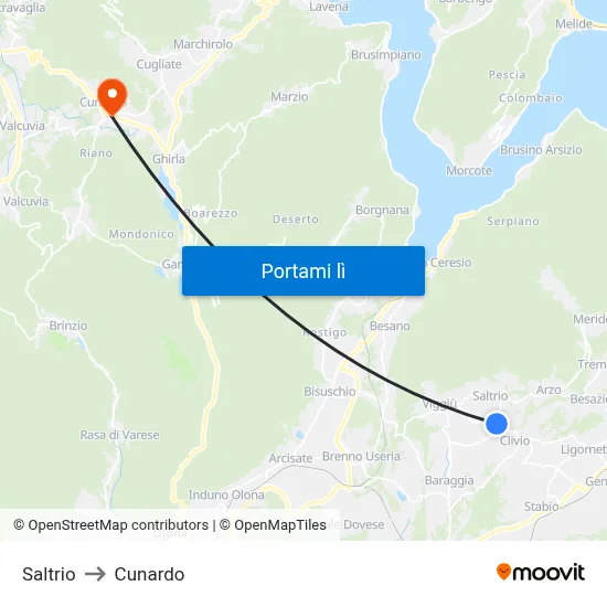 Saltrio to Cunardo map