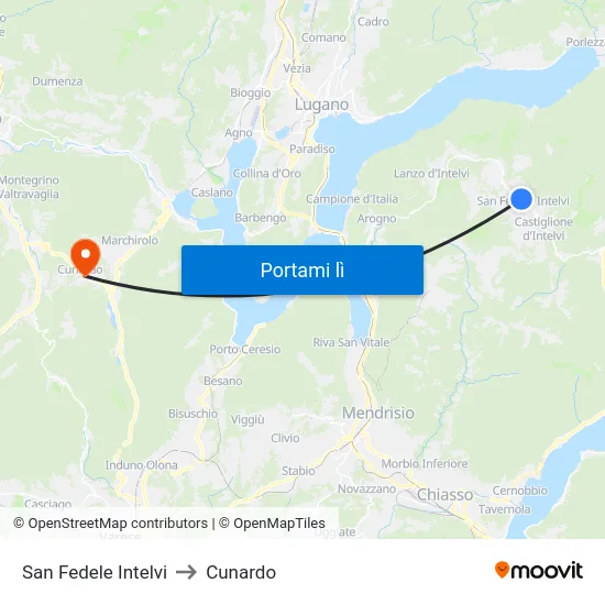 San Fedele Intelvi to Cunardo map