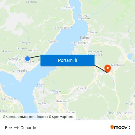 Bee to Cunardo map