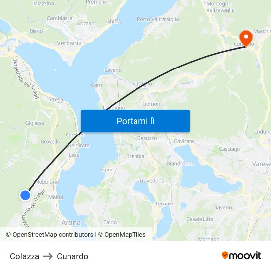 Colazza to Cunardo map