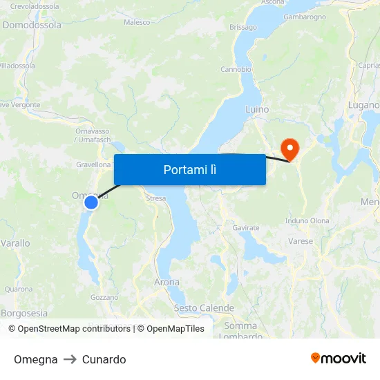 Omegna to Cunardo map