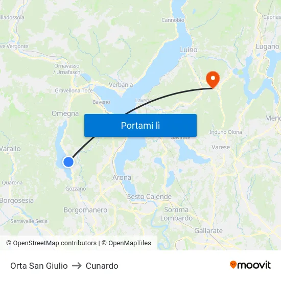 Orta San Giulio to Cunardo map