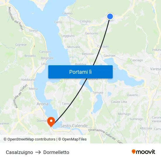 Casalzuigno to Dormelletto map