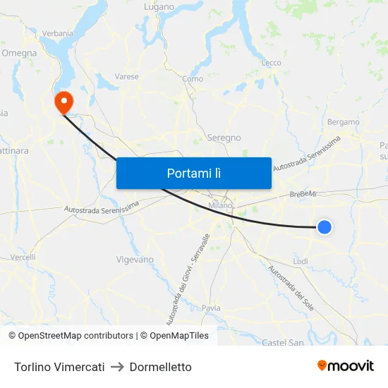 Torlino Vimercati to Dormelletto map