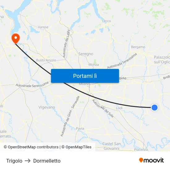 Trigolo to Dormelletto map