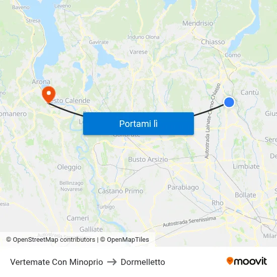 Vertemate Con Minoprio to Dormelletto map