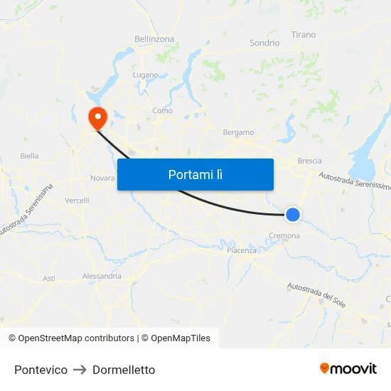 Pontevico to Dormelletto map