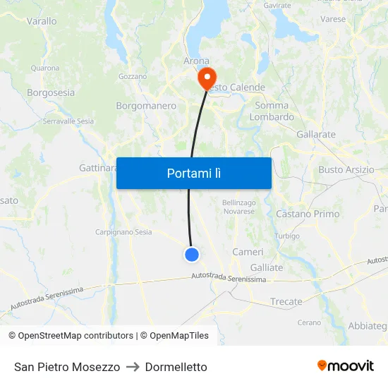 San Pietro Mosezzo to Dormelletto map