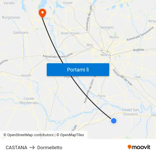 CASTANA to Dormelletto map