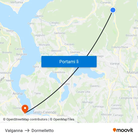 Valganna to Dormelletto map
