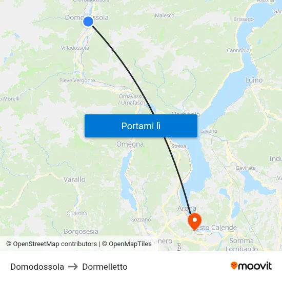 Domodossola to Dormelletto map