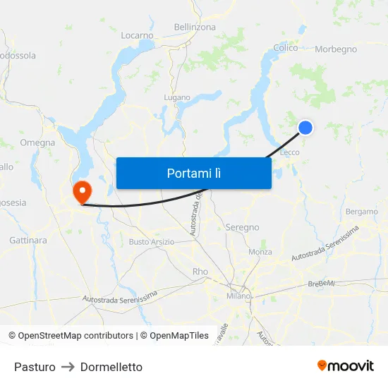 Pasturo to Dormelletto map