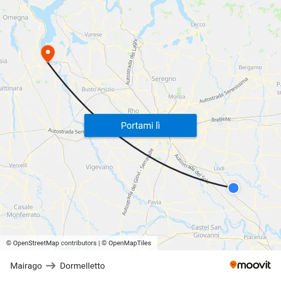 Mairago to Dormelletto map