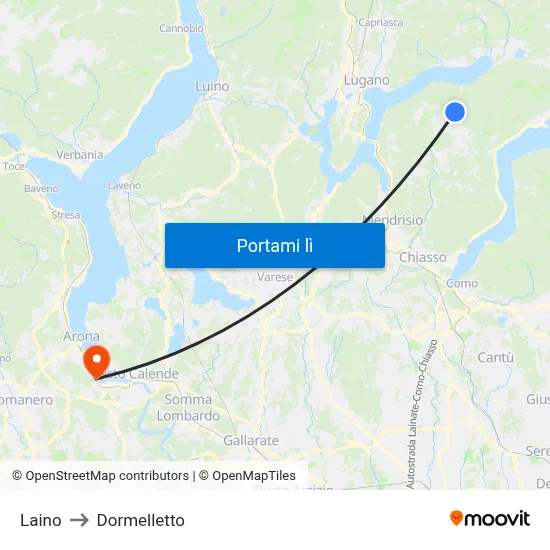 Laino to Dormelletto map